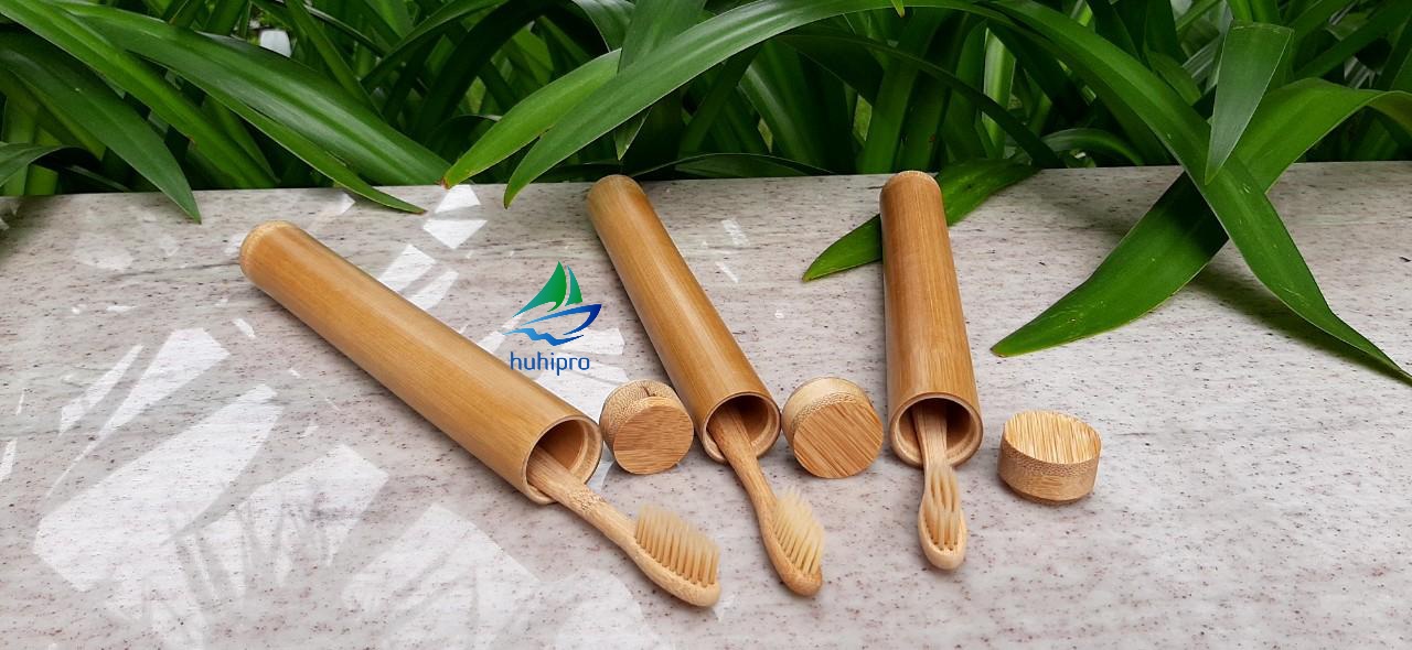 Ống tre đựng bàn chải tre