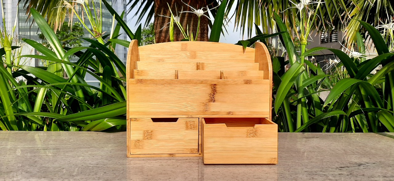 Khay tre đựng đồ văn phòng 