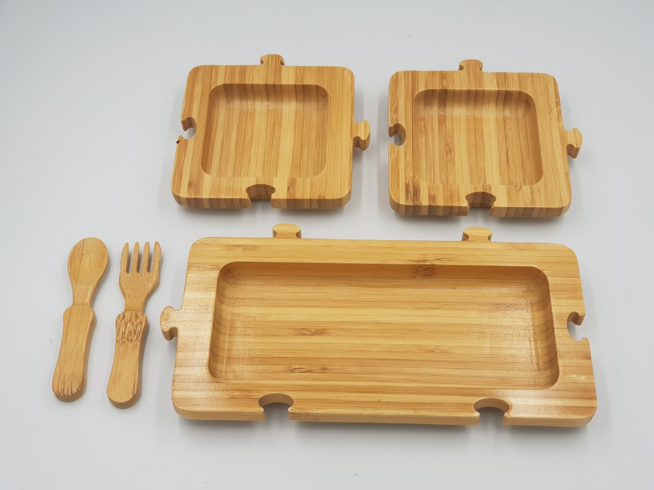 Bộ khay tre ăn dặm lắp ghép thông minh cho bé