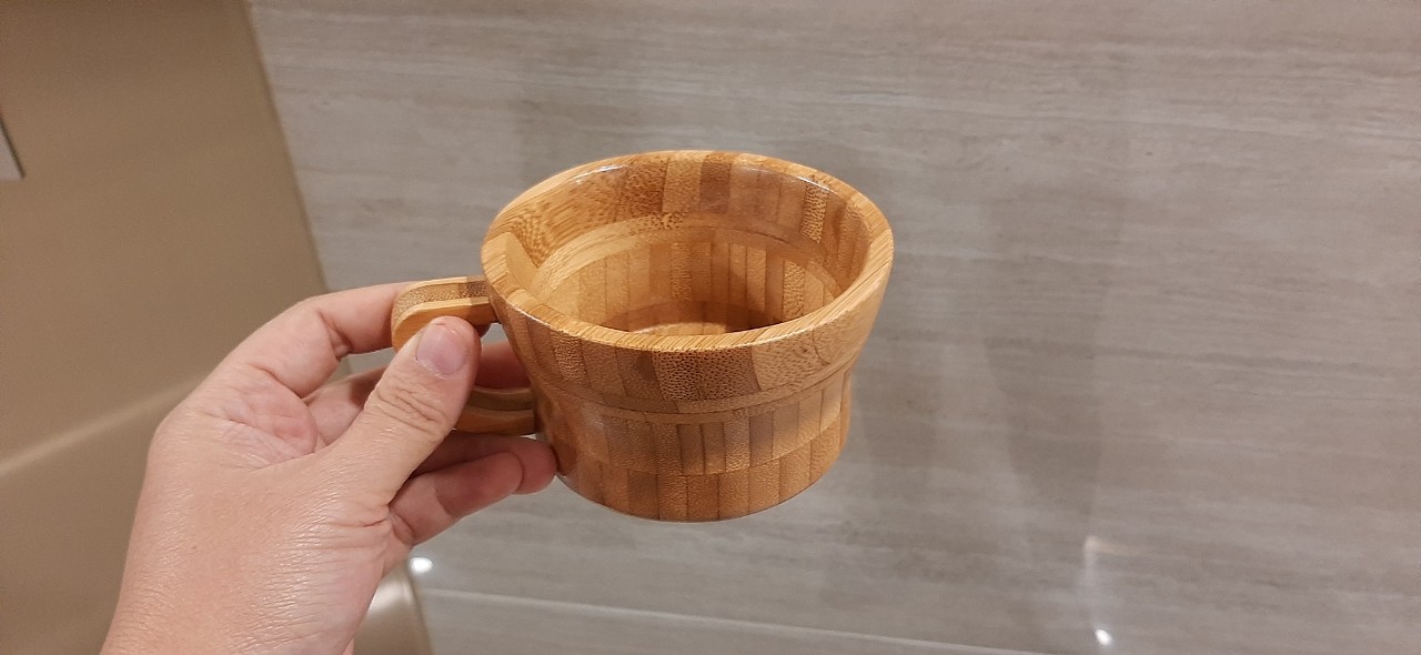 Cốc tre ép cao cấp có tay cầm 