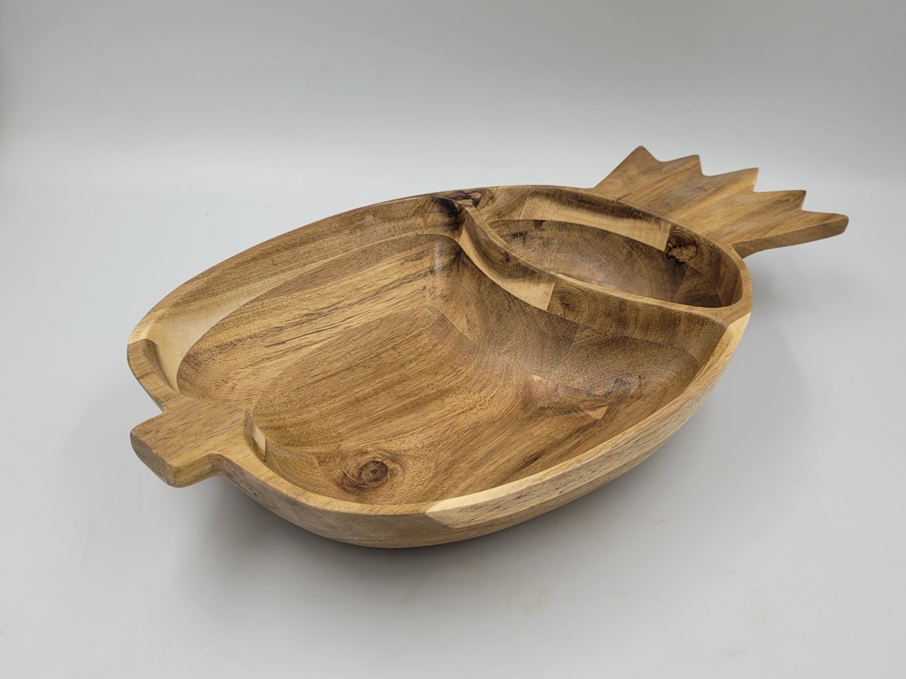 Bát gỗ keo hình quả dứa chia 2 ngăn 35x20x5cm