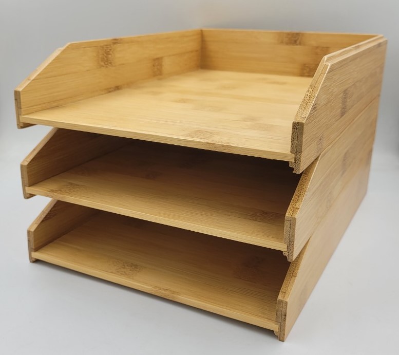 Khay tre đồ dùng văn phòng phẩm thân thiện với môi trưởng kiểu 2 33x23.5x6.5 cm 