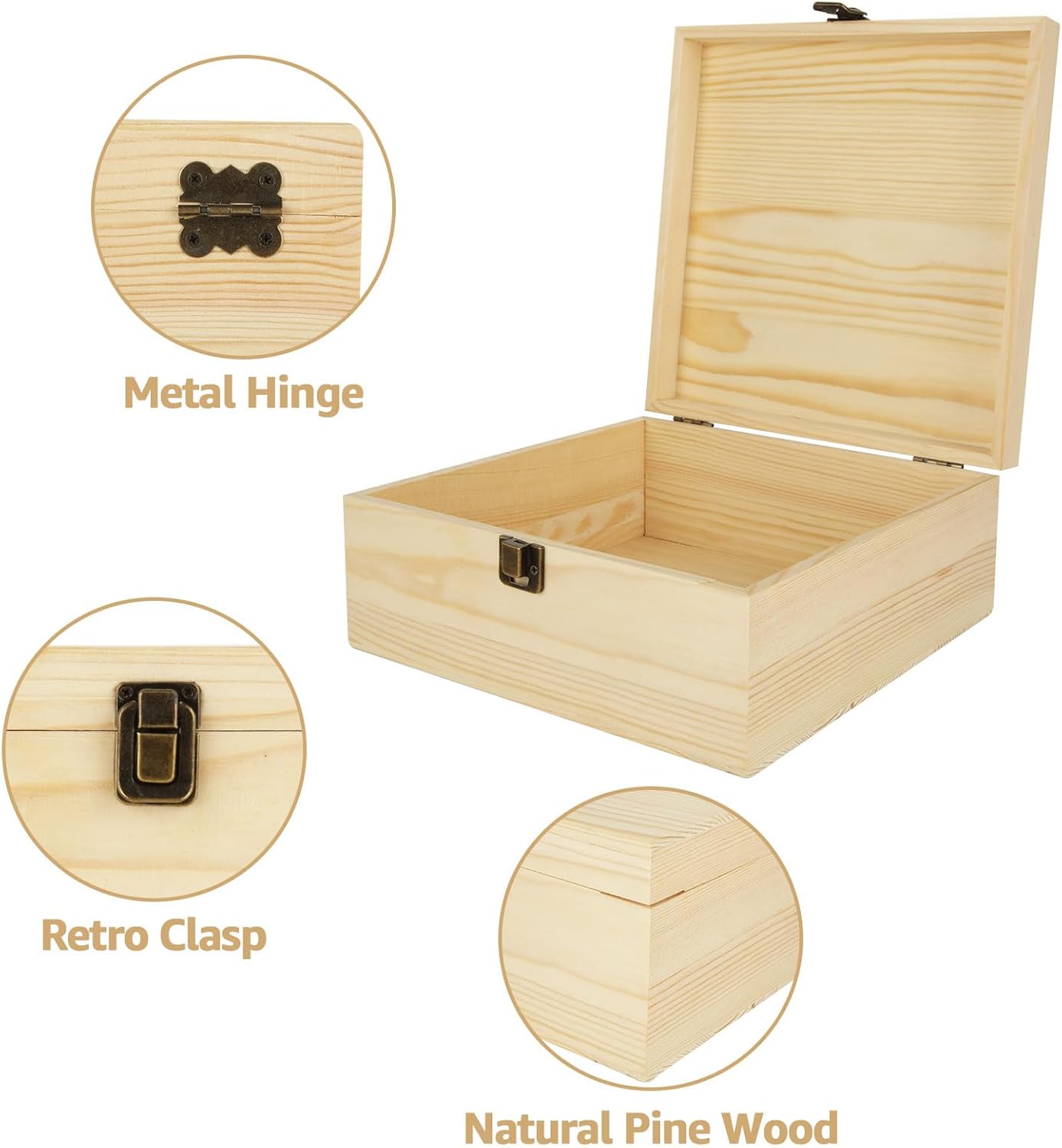 Hộp gỗ thông móc khóa 23x23x10 cm