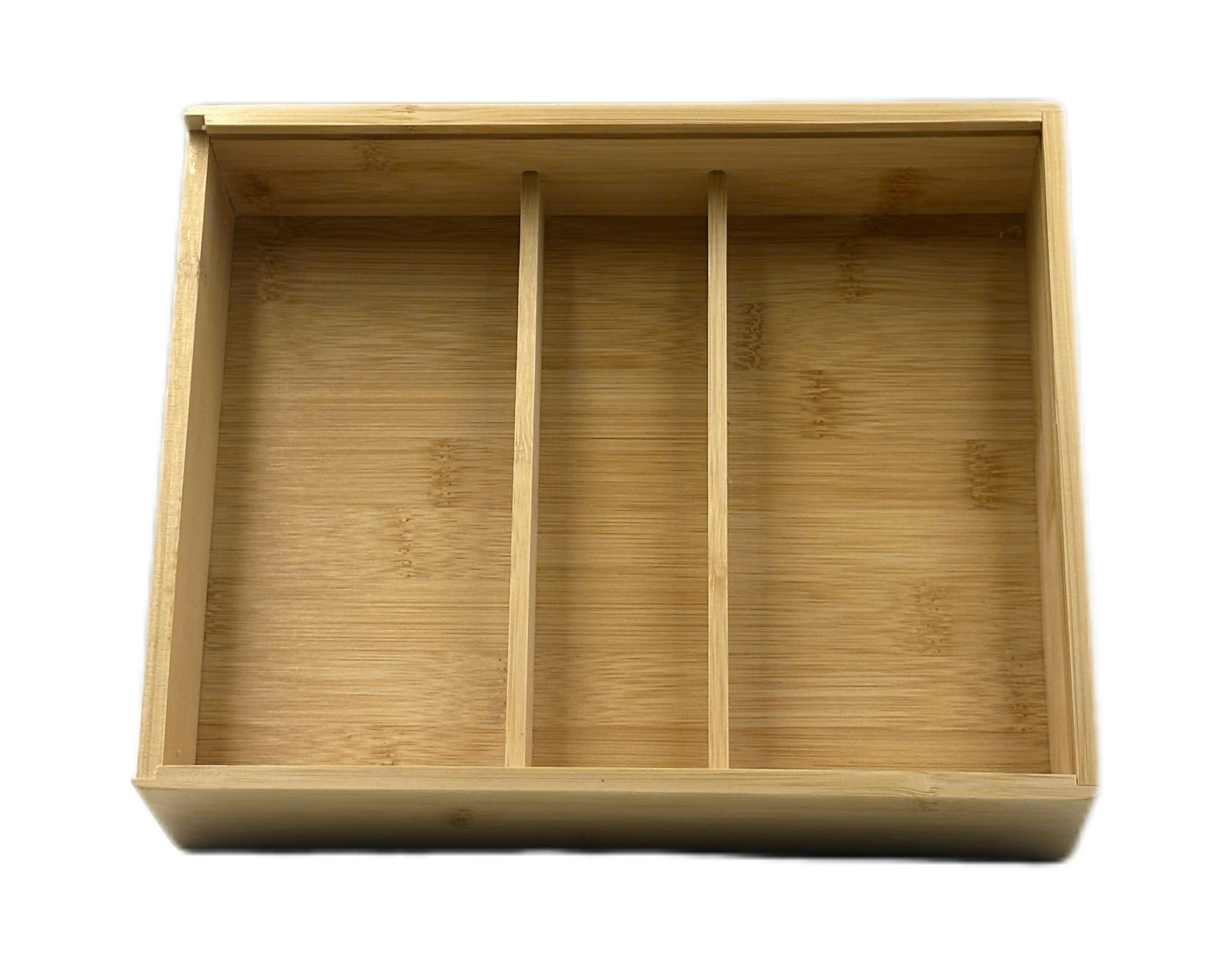 Hộp tre nắp trượt chia ngăn kích thước: 25.5x20.5x6.5 cm 